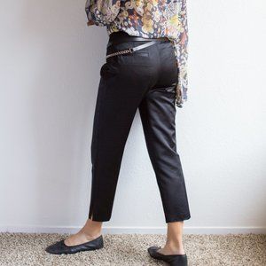 Vintage Victor Alfaro Designer Womens Cropped Acetate Satin Dress Pants Black 6
